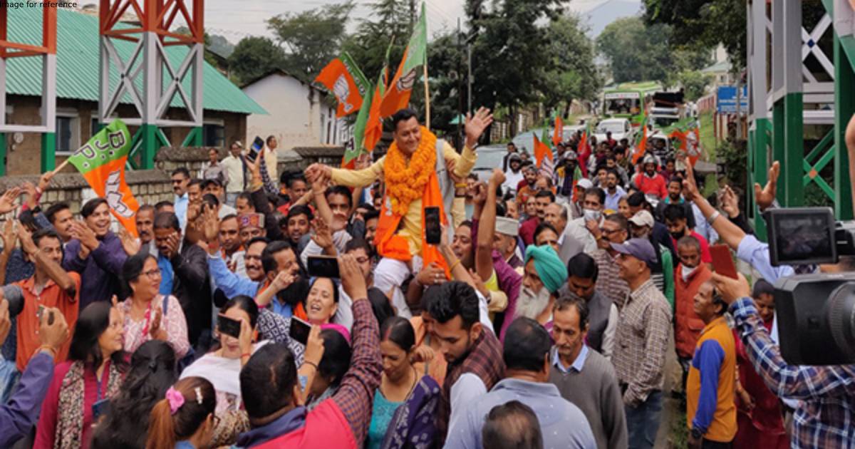 Rakesh Chaudhary files nomination to contest from Dharamshala in Himachal polls